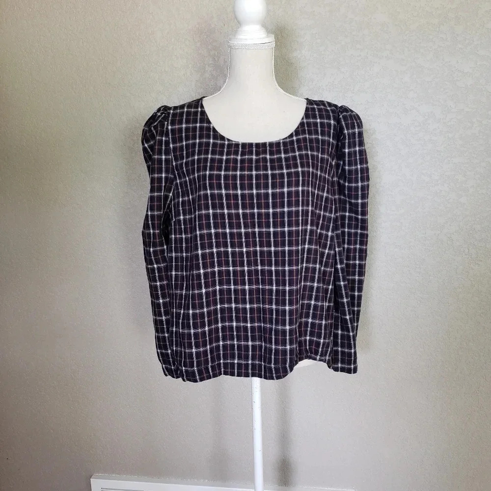 BP plaid wide sleeve top